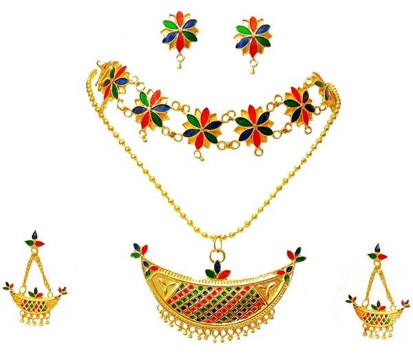 Assamese_Traditional_Gold_Plated_Multi_Colour_Joonbiri_Combo_Jewellery_Set_For_Women